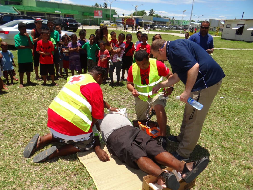 A Marshall Islands Red Cross-sponsored life-saving training in Majuro on September 12 involved cardiopulmonary resuscitation (CPR) activities.