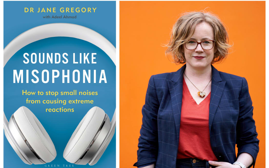collage of jane Gregory and her book Sounds Like Misophonia