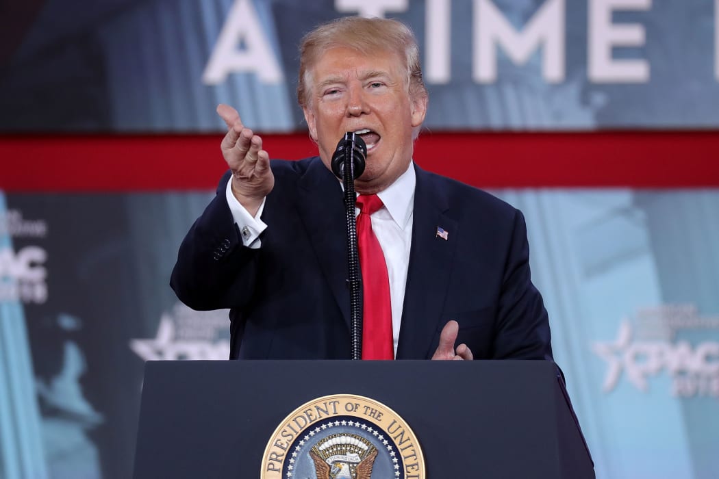 President Donald Trump addresses the Conservative Political Action Conference.