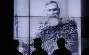 Taranaki ancestors look down on today's ceremony in New Plymouth.