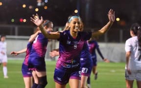 Trina Davis celebrates her first ever professional goal for ASA Tel Aviv.