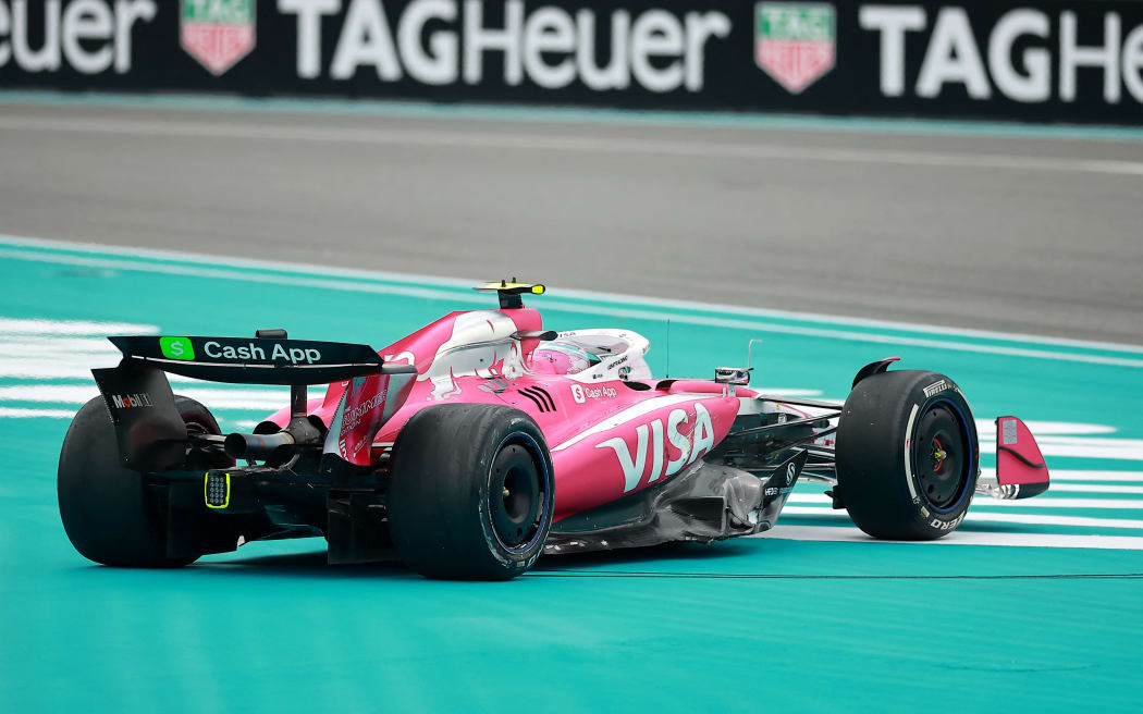 Liam Lawson of New Zealand driving the F1 Grand Prix of Miami, 2025.