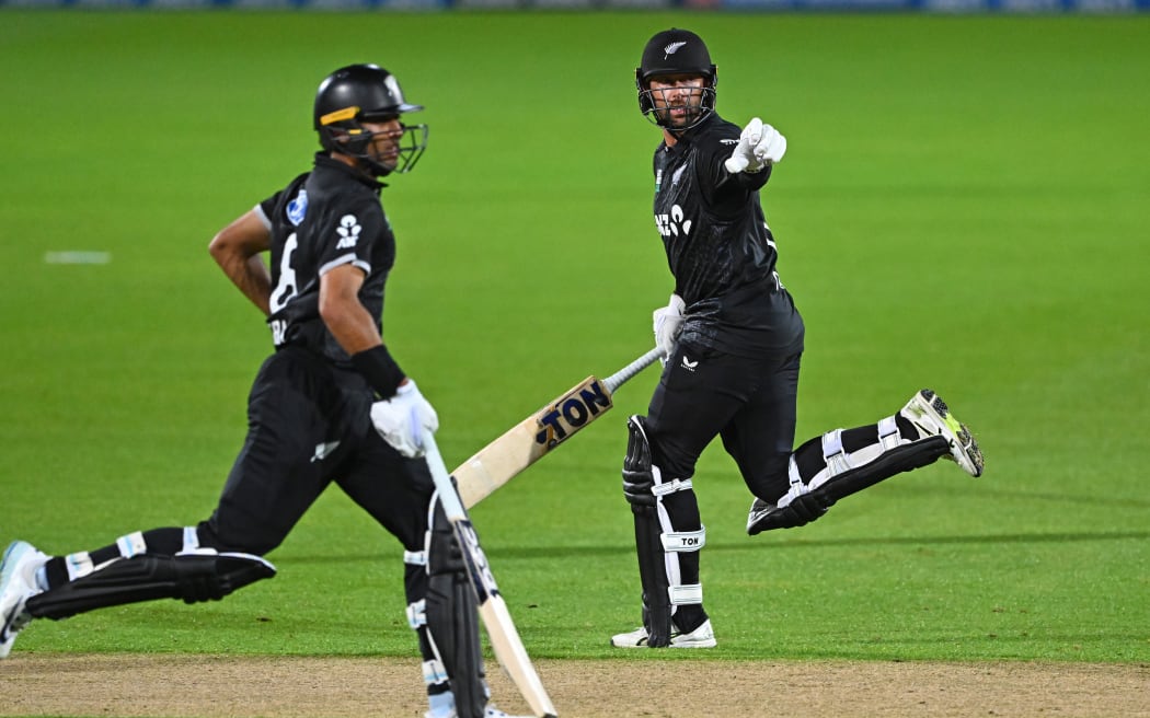 Rachin Ravindra and Devon Conway of New Zealand.