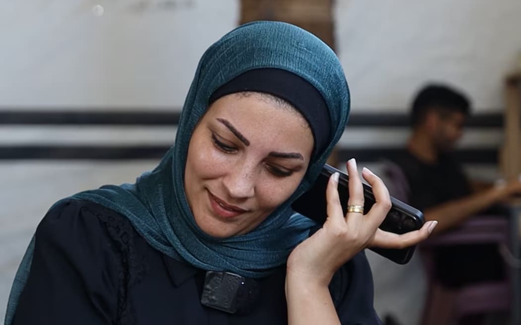 Nour Swiriki calls her children, who now live in Cairo. (ABC News)