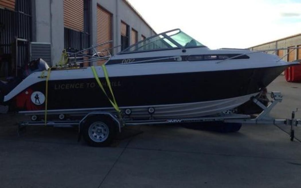 A Haines Hunter boat, named “Licence to Thrill” has been seized from a storage unit in South Auckland after a major police meth operation.