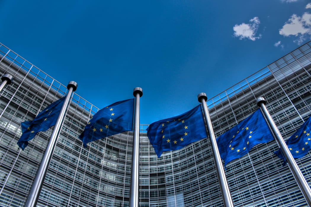 European Union flags in Brussels