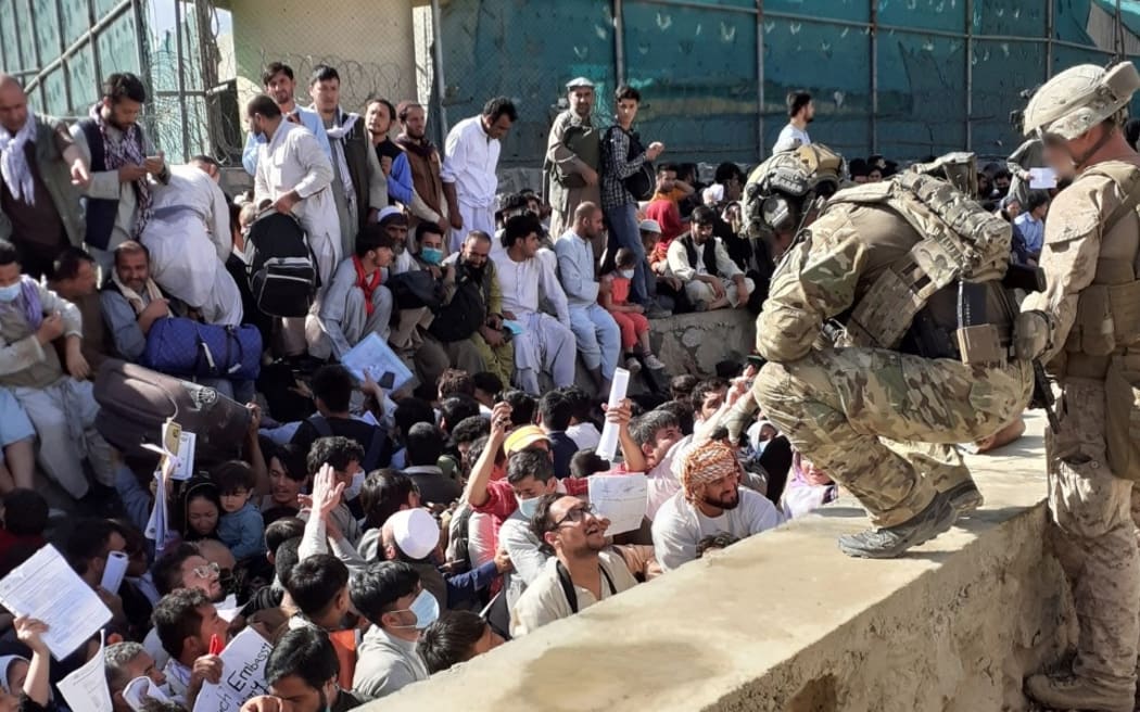 NZDF personnel in the perimeter of Hamid Karzai International Airport in Kabul.