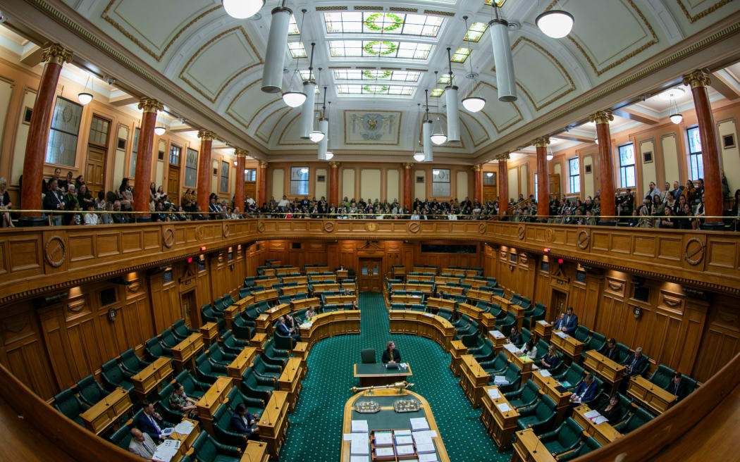 Parliament's debating chamber during a third reading of a Treaty Settlement Bill