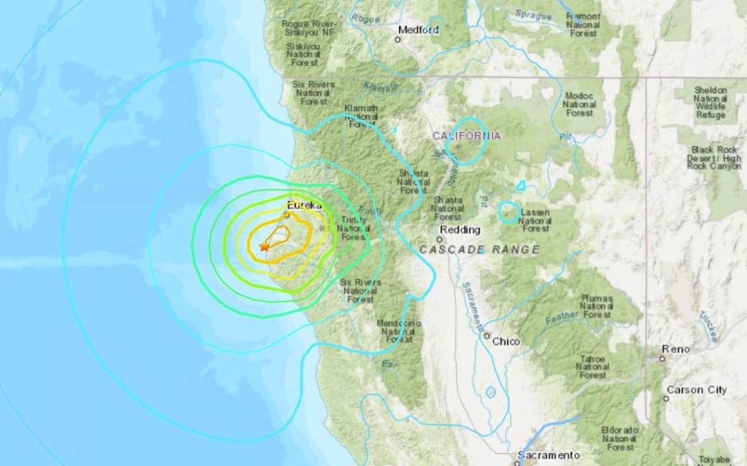 A USGS map shows the 6.4-magnitude earthquake struck about 12 km west-southwest of Ferndale, Humboldt County.