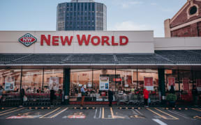 A supermarket in central Wellington on the morning of 26 March, on the first day of the nationwide Covid-19 lockdown.