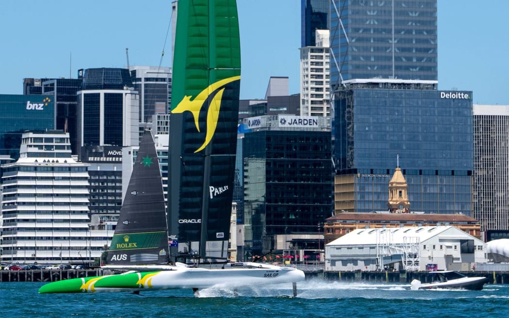 Australia SailGP team training off Auckland.