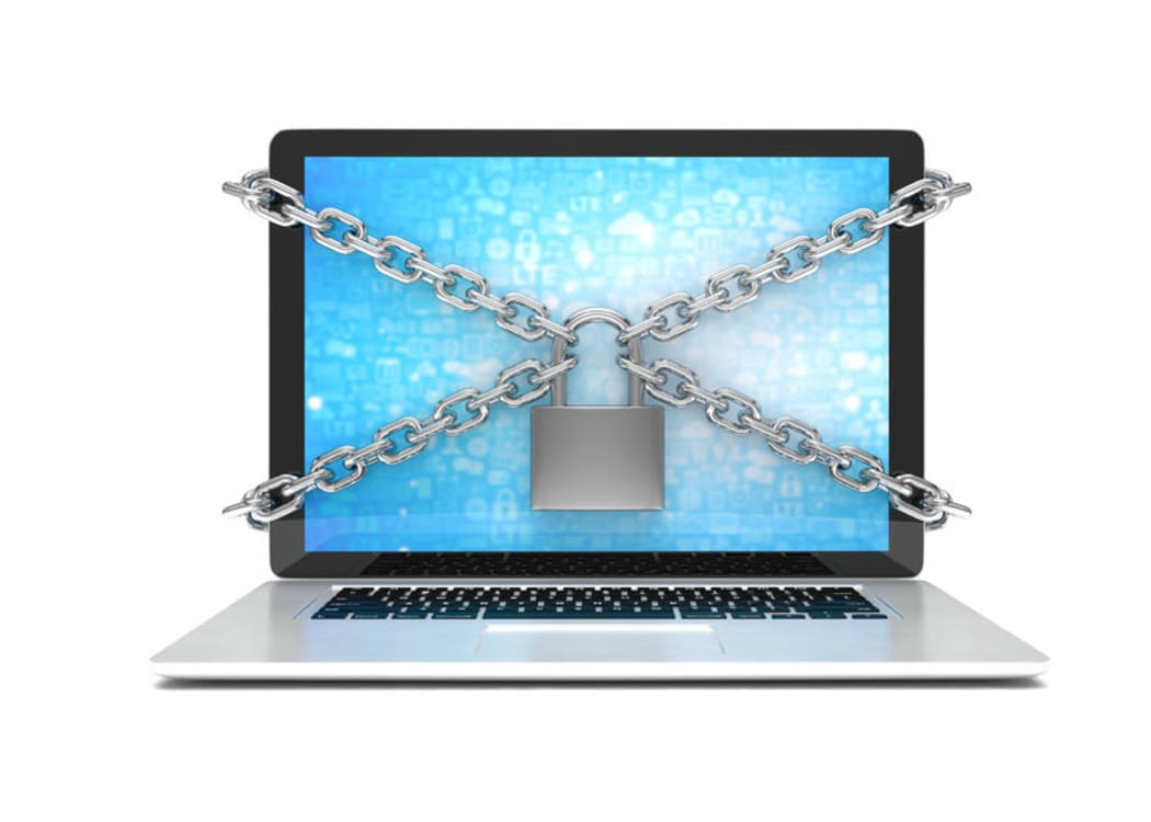 Laptop with padlock
