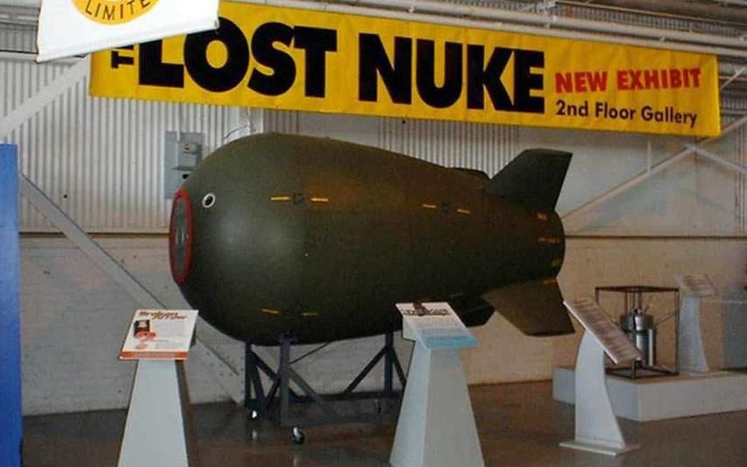 A replica of the nuclear bomb that was lost off the coast of Canada in 1950.