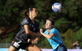 Phoenix Isabel Cox (L) with Sydney Charlotte Mclean during the A-League Women