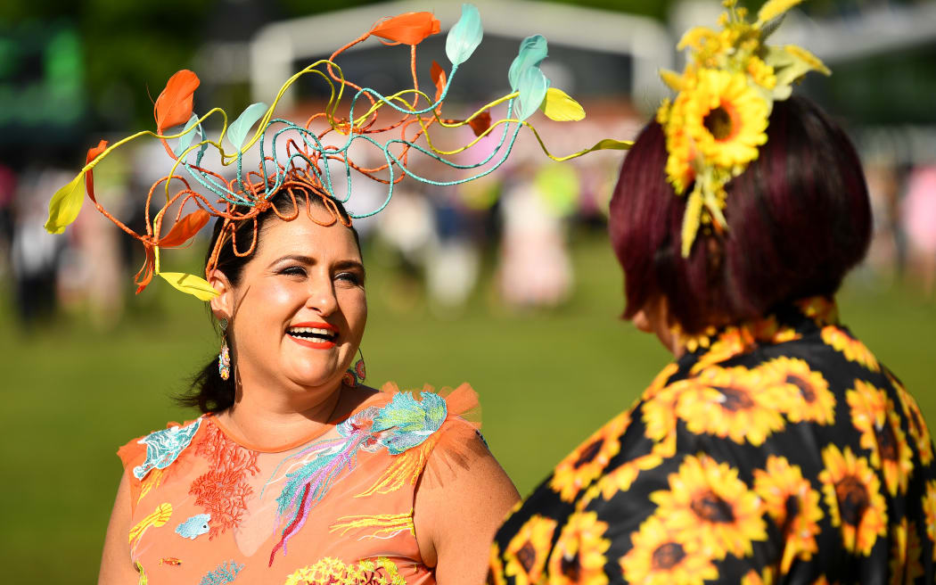 MELBOURNE, AUSTRALIA - NOVEMBER 07: Racegoers are seen during Melbourne Cup Day at Flemington Racecourse on November 07, 2023 in Melbourne, Australia. (Photo by Josh Chadwick/Getty Images)