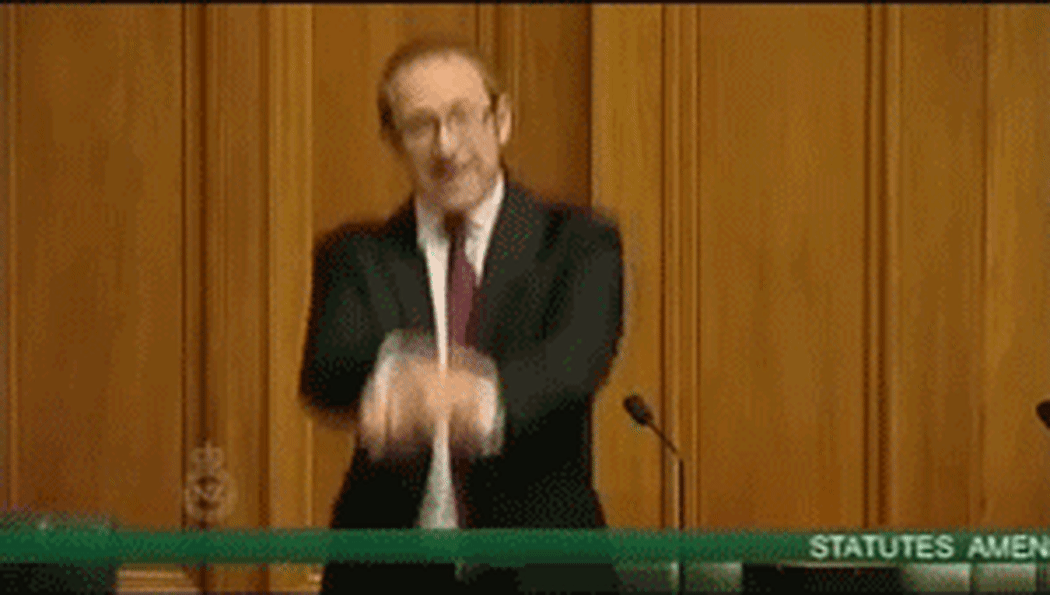 A gif of Andrew little doing Gangnam Style