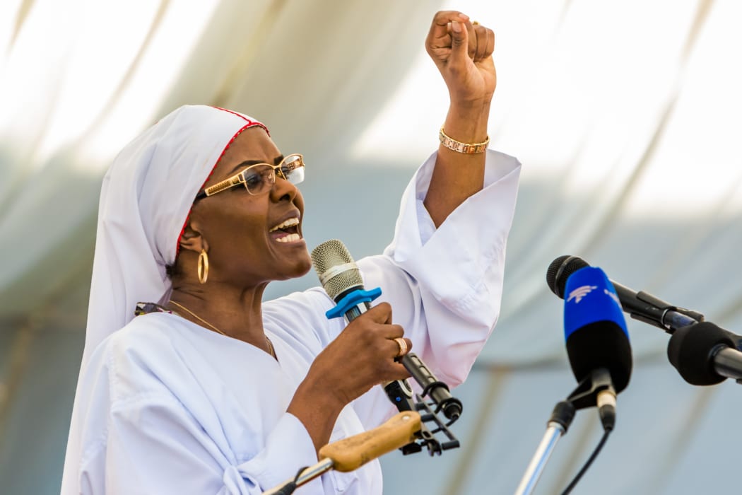 Grace Mugabe addressing a gathering of indigenous church groups organised by the ruling Zanu-PF party.