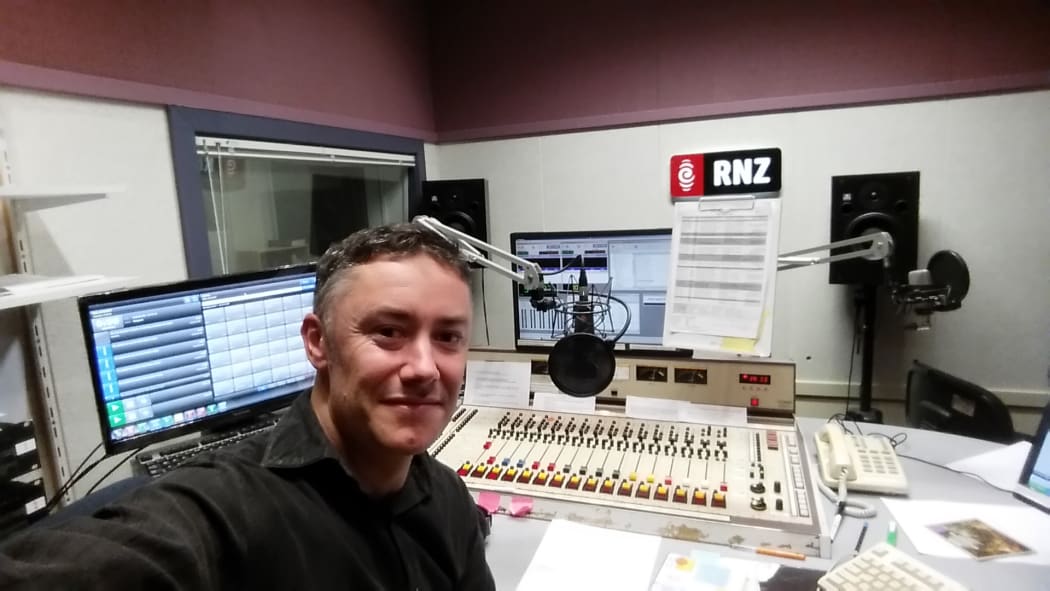 Nick Tipping takes a selfie during one of his first solo shifts presenting on RNZ Concert.