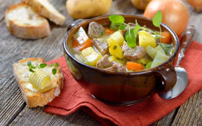 Stew with lamb, potatoes and other vegetables.