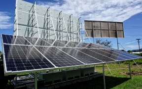 UNDP's newly installed solar-powered billboard at the Community Information Centre in Arawa.