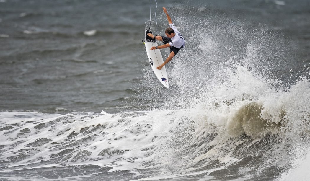 Billy Stairmand (NZL) during the Tokyo 2020 Olympics Men's Surfing  at Tsurigasaki Surfing Beach, Japan on Monday 26th July 2021.
Photo: Sean Evans / ISA Surf