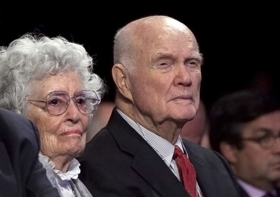 Former astronaut and ex-US Senator John Glenn and wife Annie pictured in New York in September 2012.