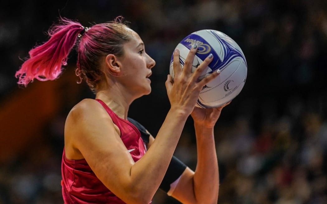 England's George Fisher. Final match, Cadbury Netball Series Taini Jamison Trophy, NZ Silver Ferns v England Roses, Claudelands Arena, Hamilton, New Zealand. 01 November 2020. © Copyright Photo: John Cowpland / www.photosport.nz