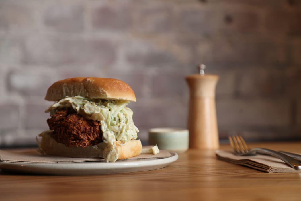 Organic fried chicken sandwich by Alric Hansen of Highwater