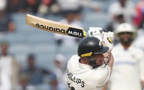 Glenn Phillips of New Zealand play a shot during day 1 of the 2nd Test Match between India and New Zealand held at the Maharashtra Cricket Association Stadium, Pune, India on the 24th October 2024

Photo by Arjun Singh / Sportzpics for BCCI
