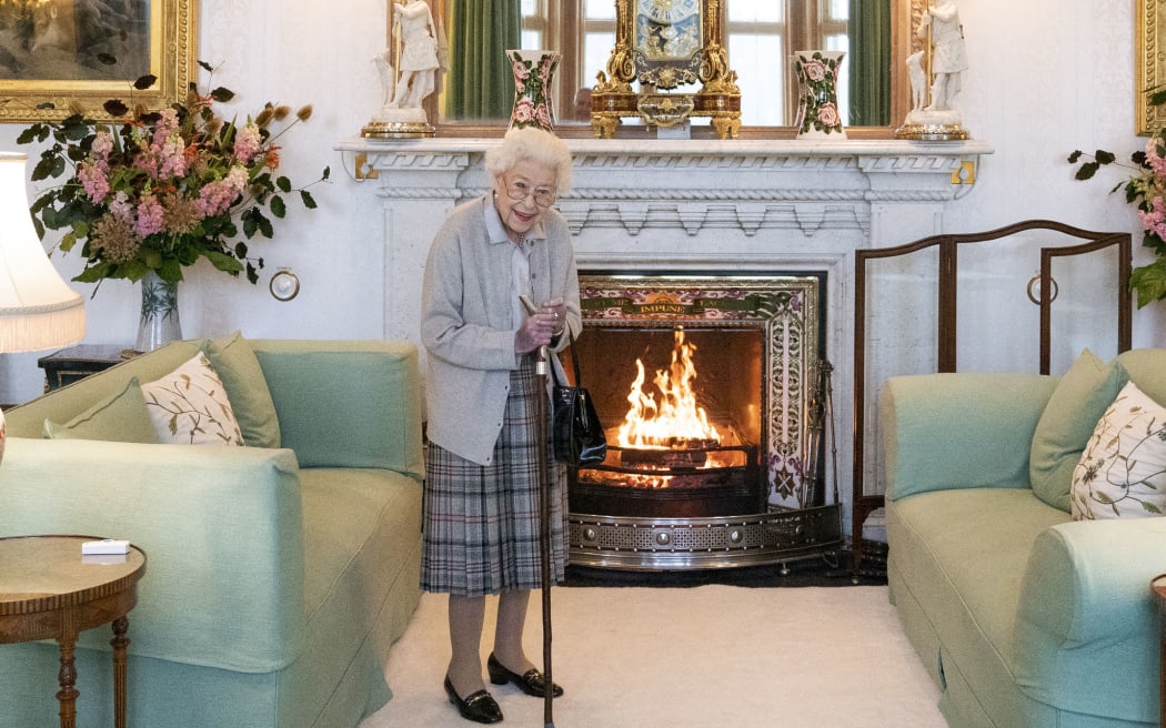 Britain's Queen Elizabeth II waits to meet with new Conservative Party leader and Britain's Prime Minister-elect at Balmoral Castle in Ballater, Scotland, on September 6, 2022.