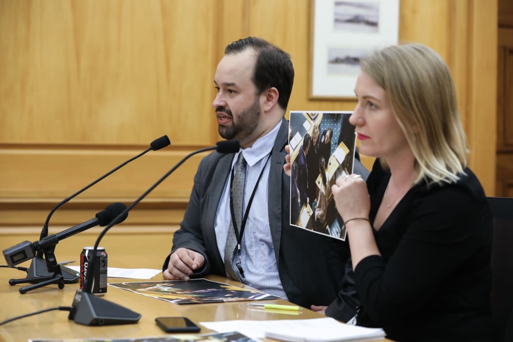 The then Press Gallery chair Sam Sachdeva & deputy (now chair), Jo Moir give evidence to the Standing Orders Committee about the rules for video and photography in Parliament's chamber.