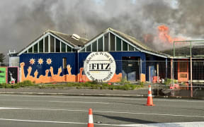 Fire broke out at long-closed student pub The Fitz, on Ferguson Street, in Palmerston North, on Thursday 30 October, 2025.