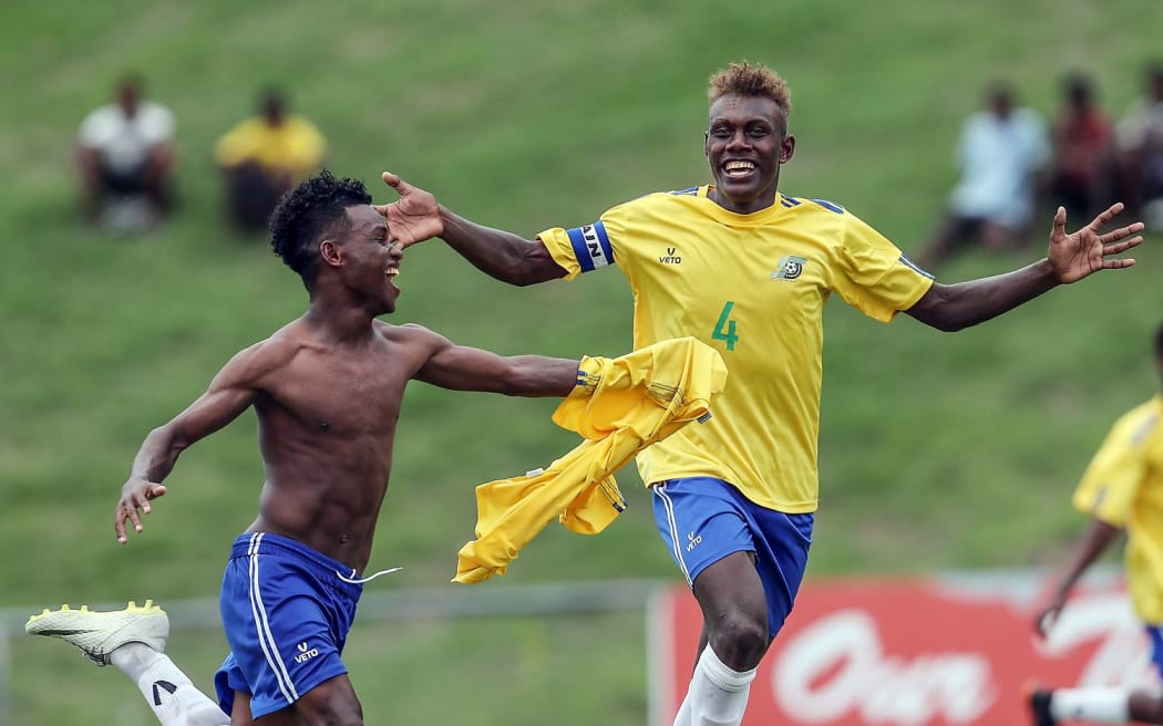 Leon Kofana (4) captained Solomon Islands at the OFC Under 16 Championship.