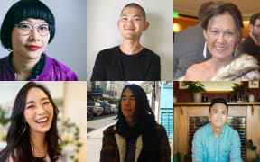Author collage for Chris Tse's curated list of CNY books, ft: Rose Lu, Lee Murray, Chris Tse, Sam Low, Gregory Kan, Graci Kim.
