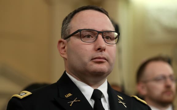 National Security Council Director for European Affairs Lt. Col. Alexander Vindman arrives to testify before the House Intelligence Committee in the Longworth House Office Building on Capitol Hill November 19, 2019 in Washington, DC.