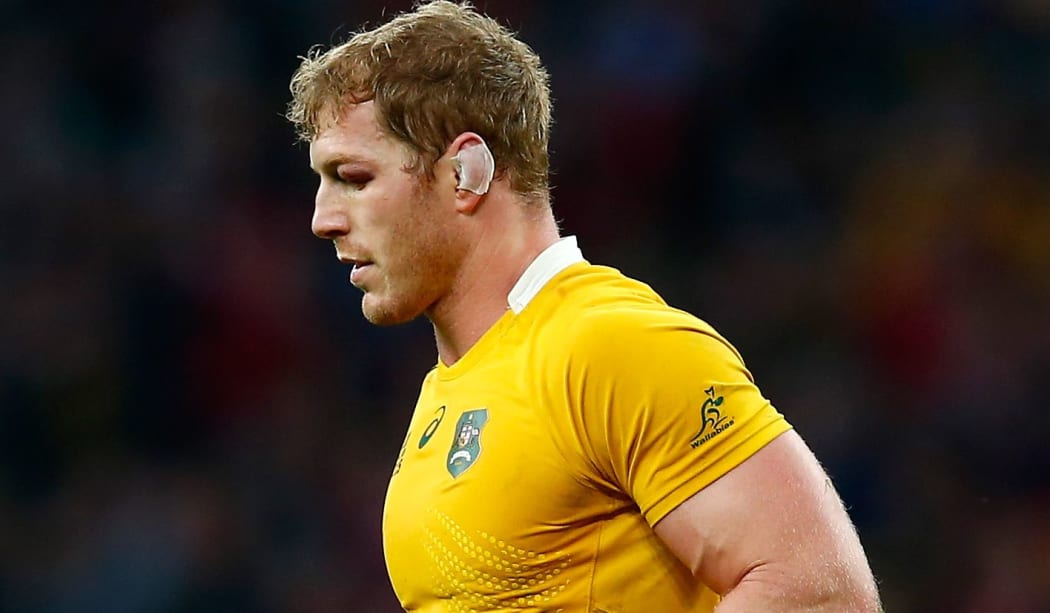 David Pocock of Australia leaves the field during the 2015 Rugby World Cup Pool A match between Australia and Wales.