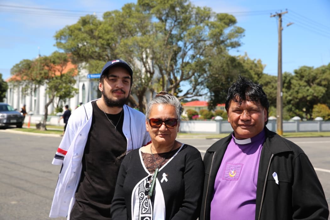 At Rātana, from left, Dante Bentson-Budd, Tere Rewharewha and James Makowharemahihi.