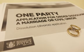 Divorce papers and wedding ring