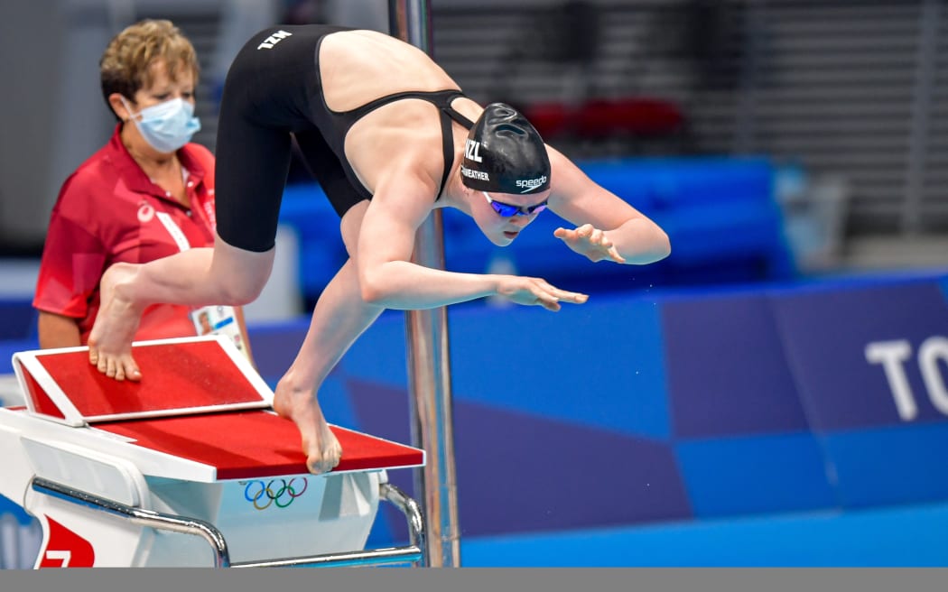 Erika Fairweather in her 200m freestyle heat at the Tokyo Olympics.