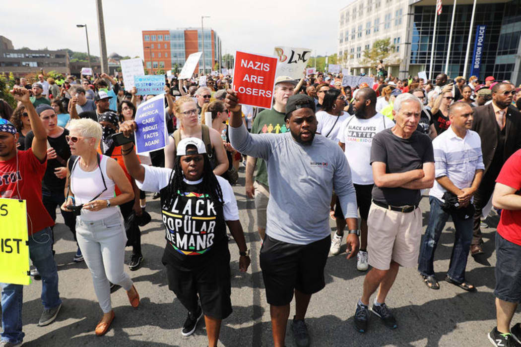 Thousands of protesters march in Boston against a planned 'Free Speech Rally'