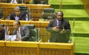 PNG's Prime Minister James Marape in parliament, September 2021.