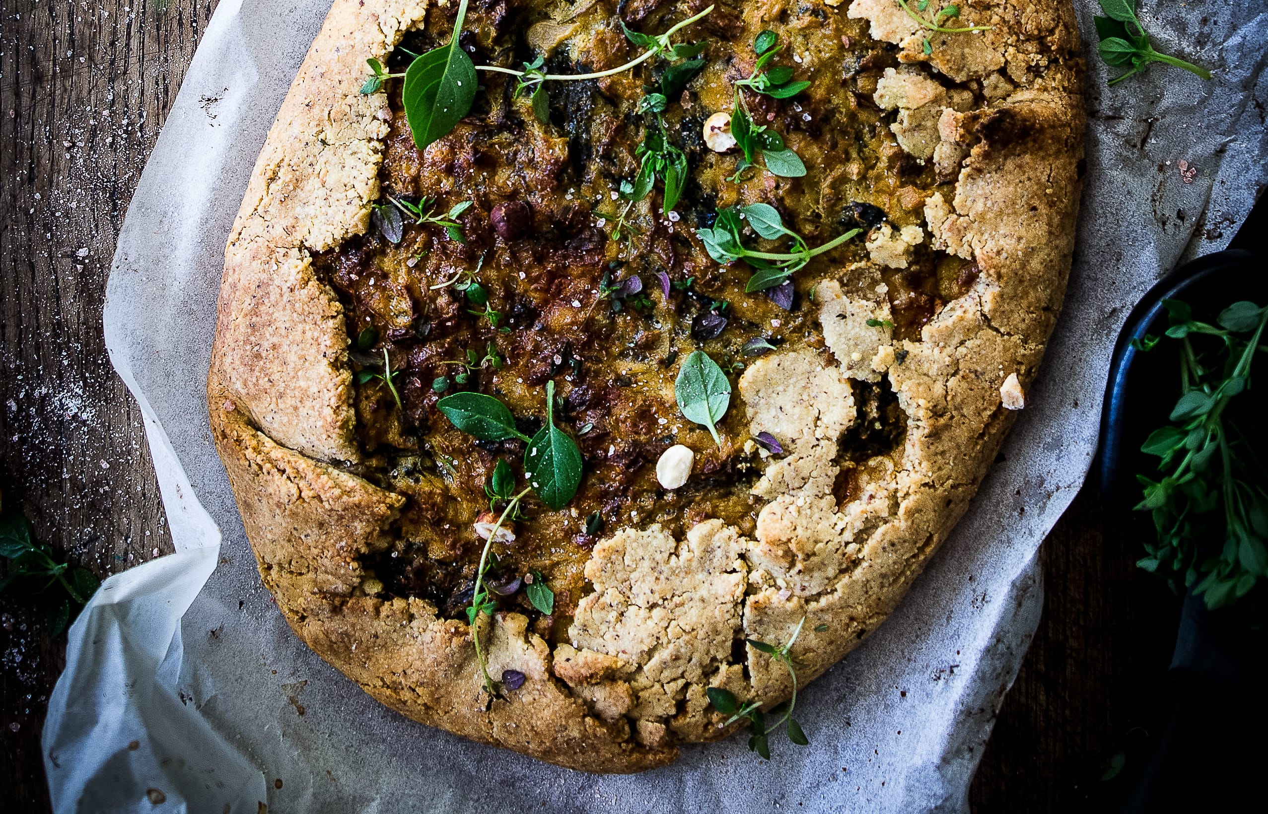 Garden Green, Leek & Ricotta Tart with Hazelnut Crust