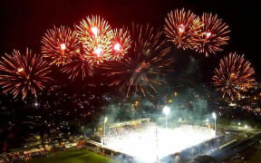 Fireworks celebrate the end of the FIFA Under 20 Women's World Cup in Port Moresby.