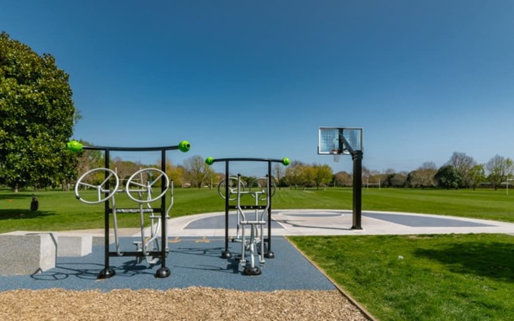 Adults can keep fit on outdoor exercise equipment at Papatoetoe's Aorere Park