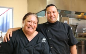 Charlie Rahiri and Janet Wilson run the kitchen during Poukai.