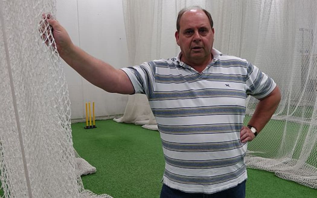 Ross Hick proudly shows off the club's new indoor acility