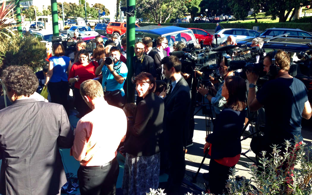 Media waiting out side the High Court after the verdict.
