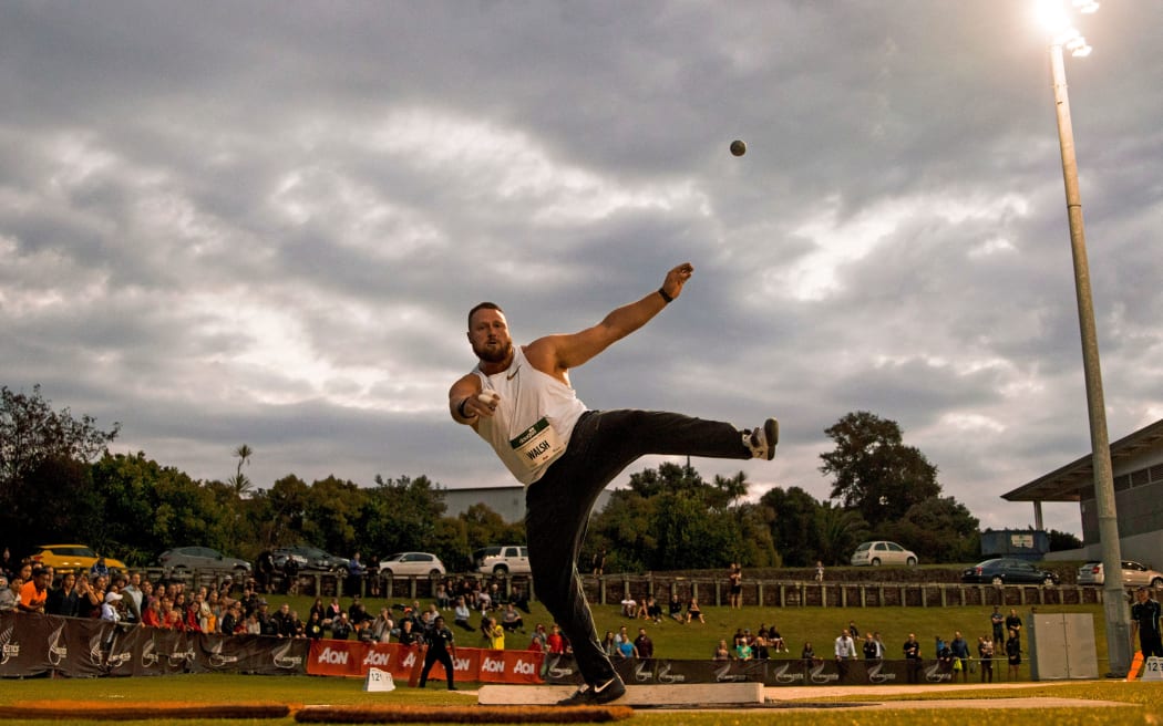 Tom Walsh in the Shot Put at the Sir Graeme Douglas International Track Challenge. 21 March 2019.