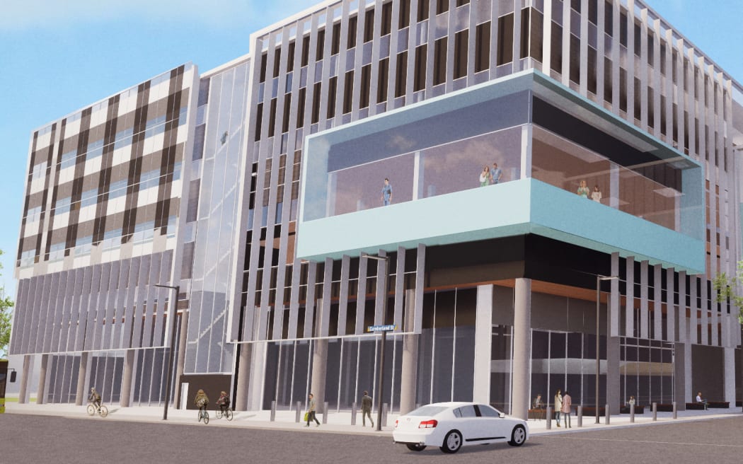 An architect’s rendering of a day surgery/outpatients building. This is a concept image. The design of the building is yet to begin.