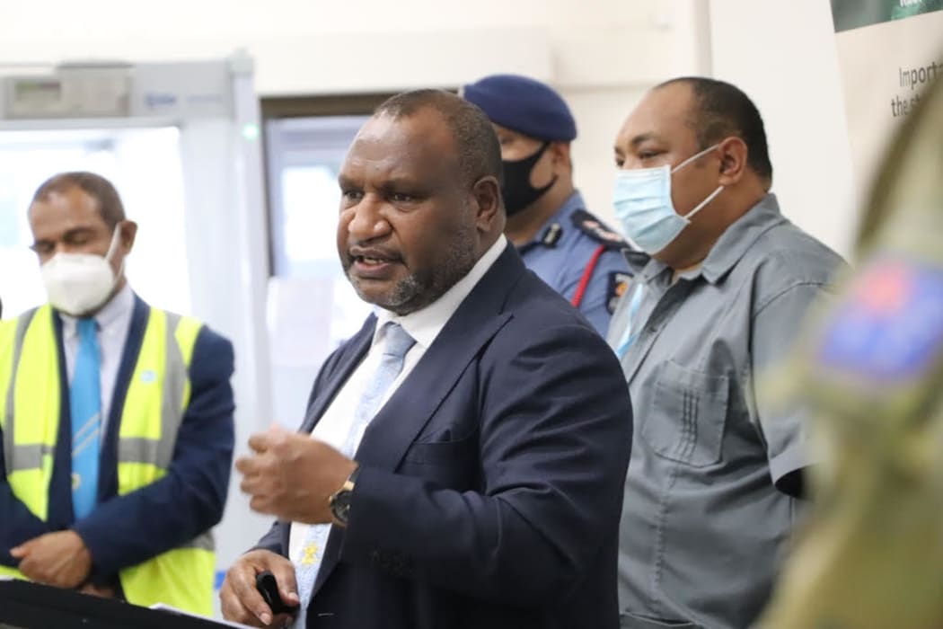 Papua New Guinea's Prime Minister James Marape gives a Covid-19 update for media, 23 March 2021